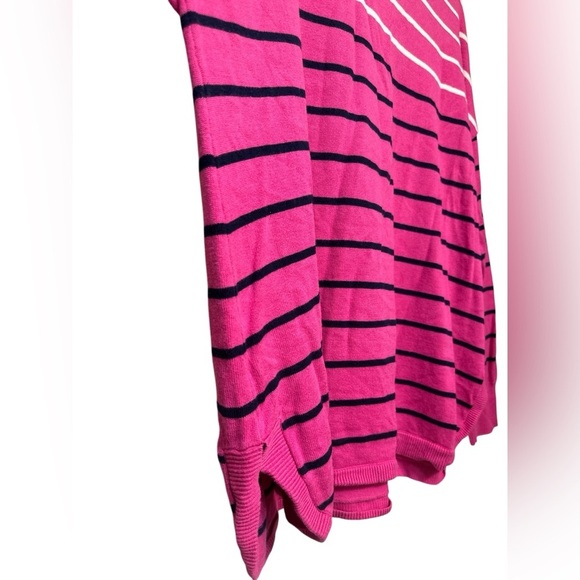 CROWN & IVY Pink STRIPED SHIRT SWEATER LONG SLEEVE - Picture 2 of 5